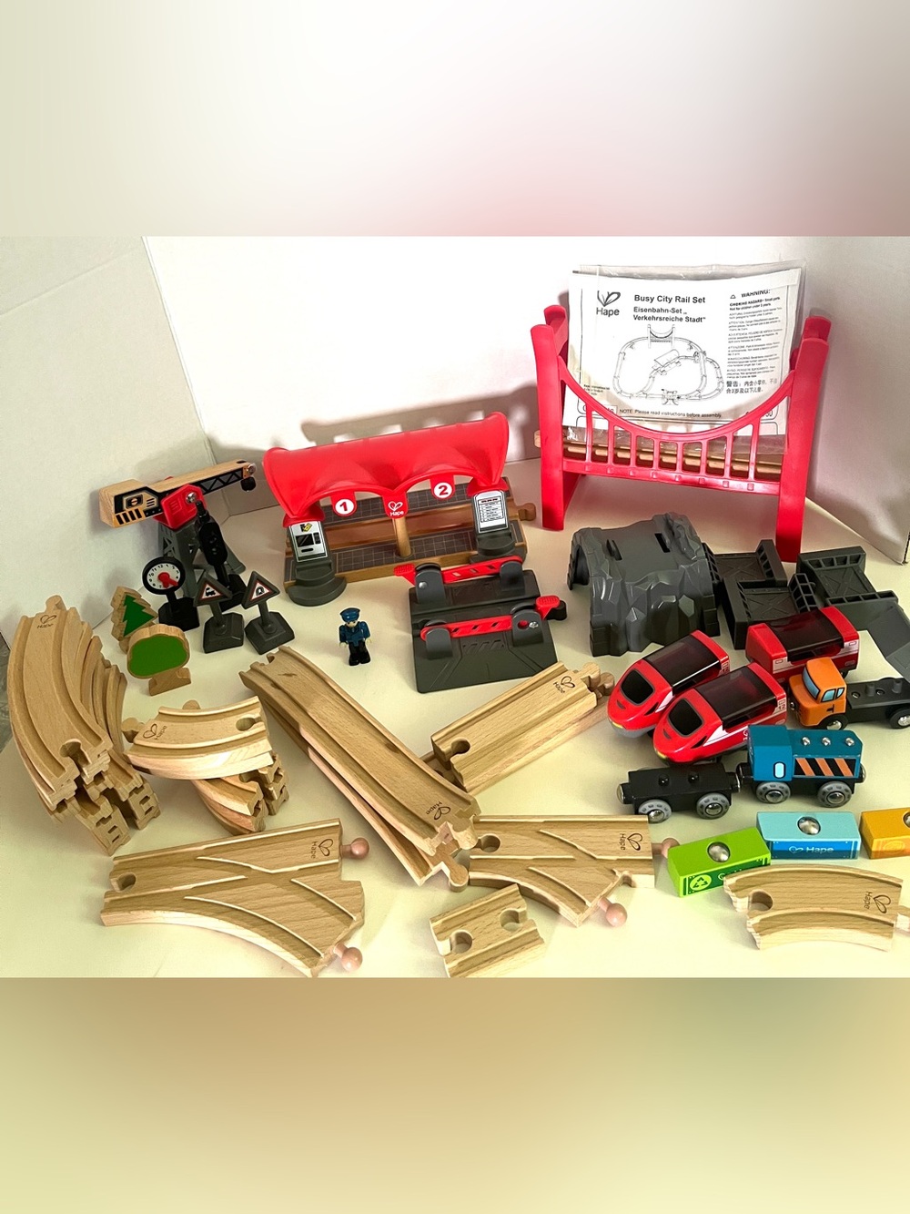 Hape Wooden Busy City Train Rail Set